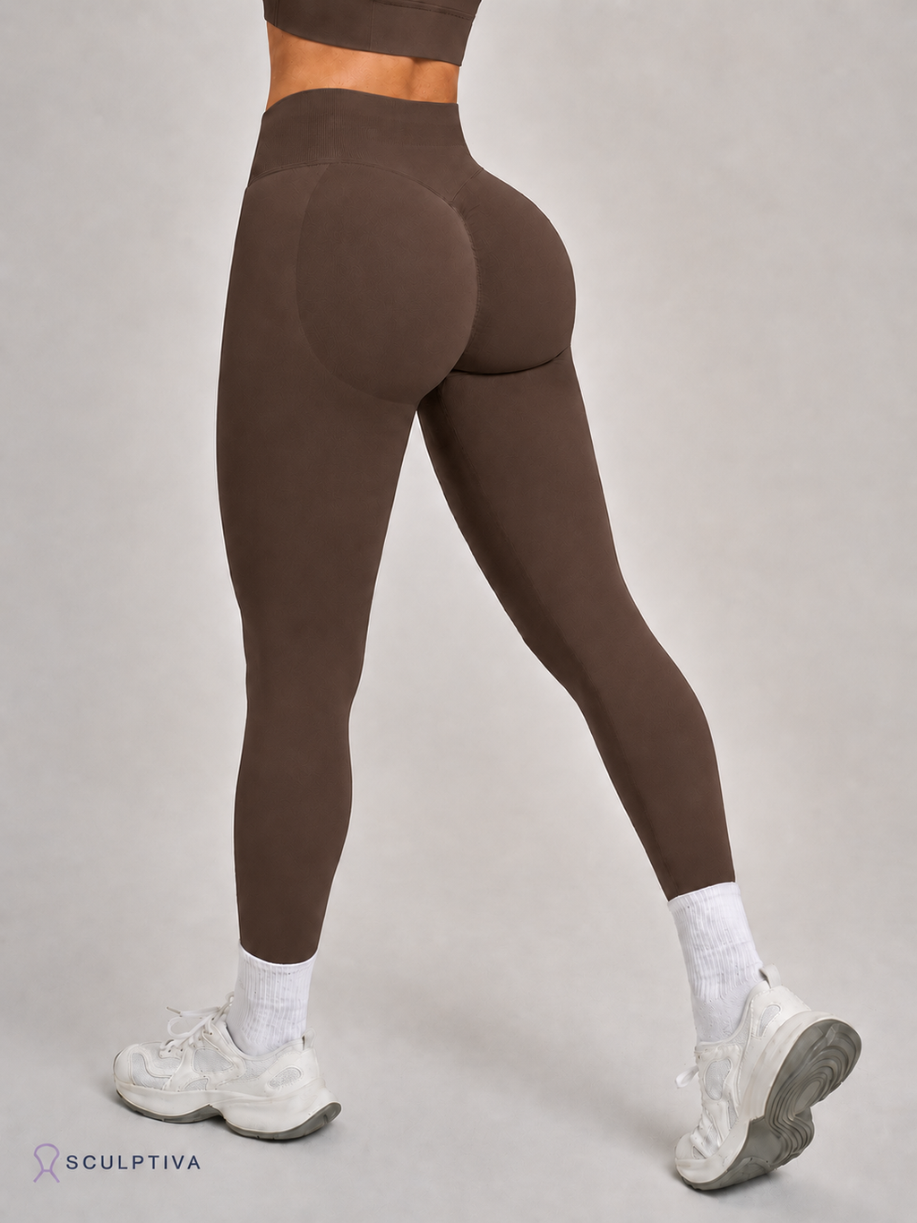Sculptiva Seamless Tummy Control Leggings in Brown - high waist butt lifting design